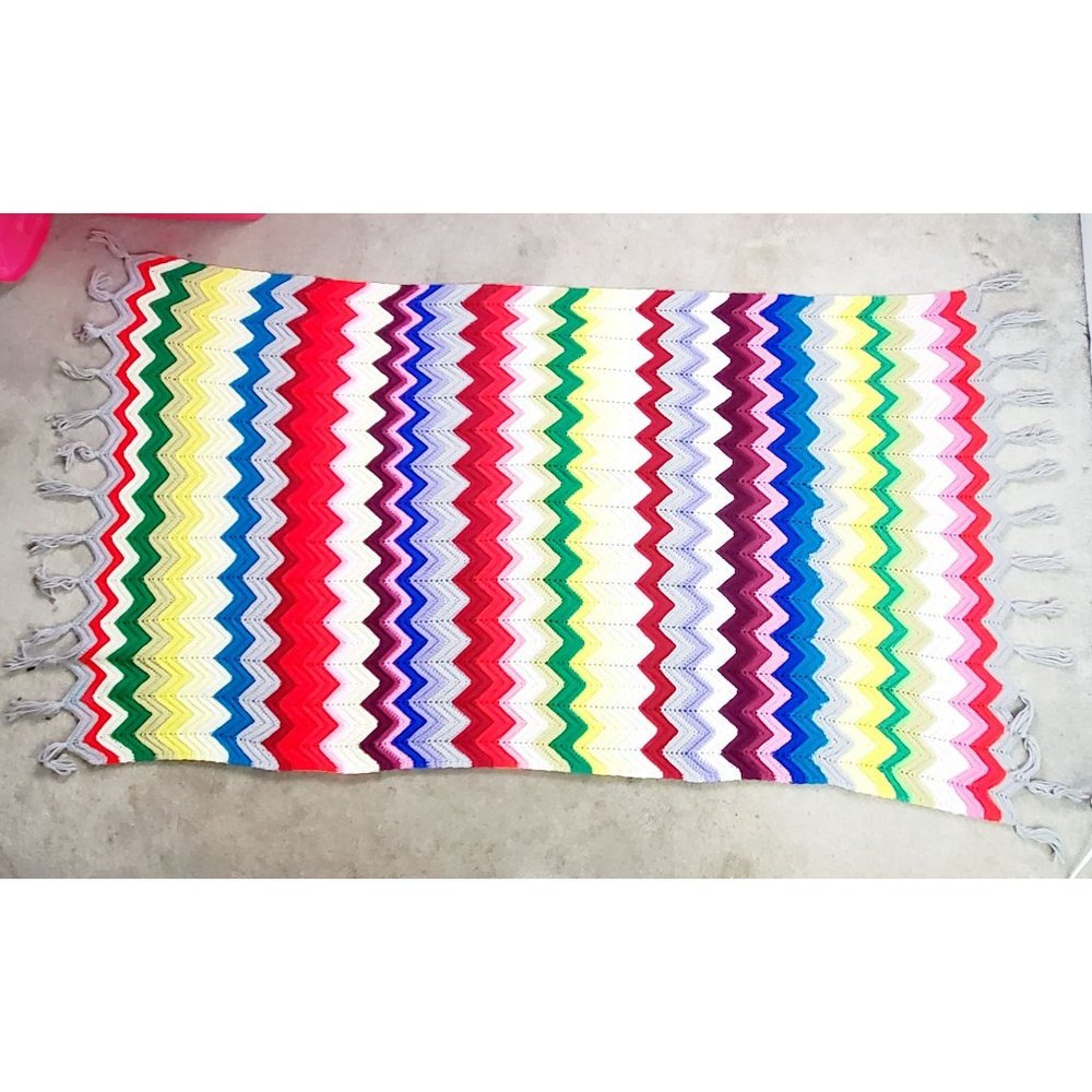 Vintage Handmade Afghan Blanket 55" x 78"